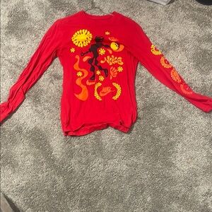 Nike Men Red Graphic Long Sleeve Shirt